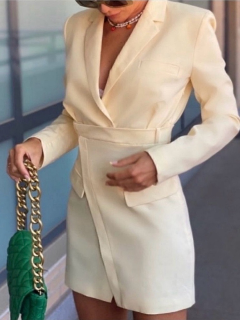 Zara Yellow Single-Breasted Blazer Mini Dress
